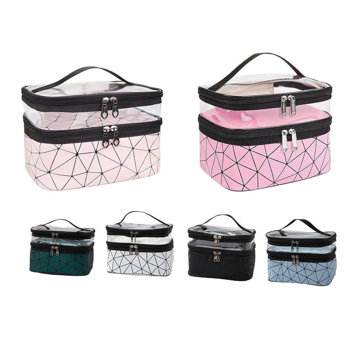 Portable Double-Layer Large Capacity Waterproof Cosmetic Bag Travel Toiletry Bag - Green