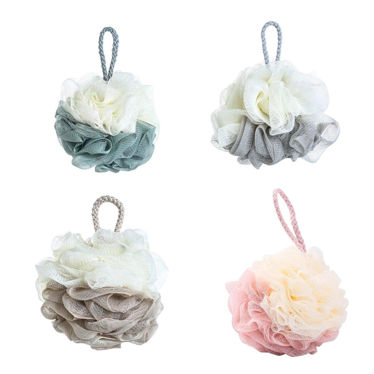 Bath Ball Mermaid Loofah Sponge Bath Puff Soft Ball Body Exfoliate Wash Shower - Apricot